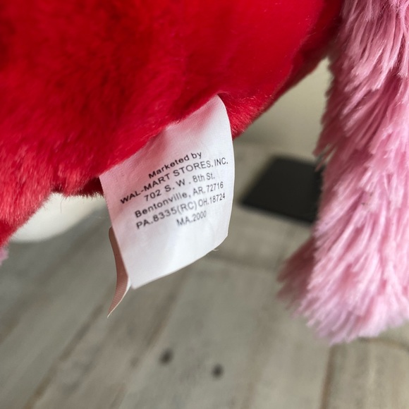 10” Red pink and white unicorn stuffed plush - Picture 5 of 6